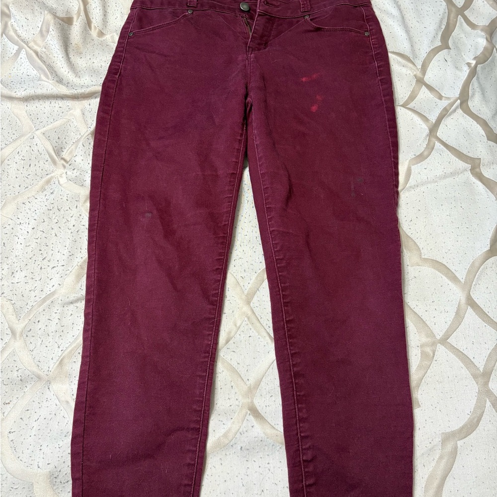 Zara Deep Burgundy Straight Leg Jeans